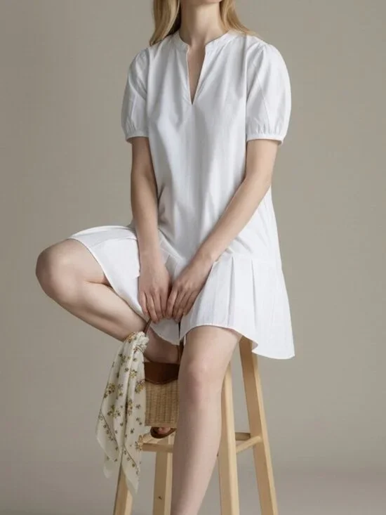 J.Crew Delilah Cotton Poplin Dress NWT Size Small White Puff Sleeve Mini - Picture 2 of 9